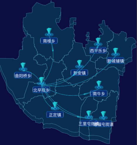 03 echarts石家庄市正定县地图飞线图