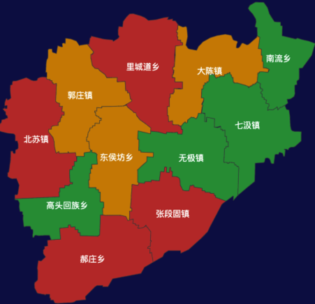 echarts石家庄市无极县地图定义颜色效果