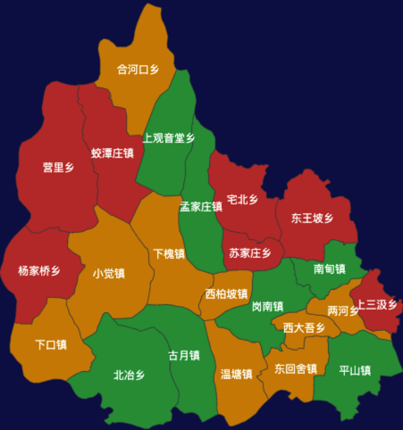 echarts石家庄市平山县地图渲染效果实例