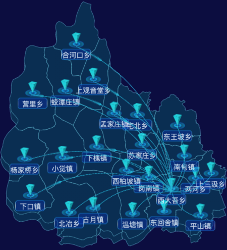 03 echarts石家庄市平山县地图飞线图