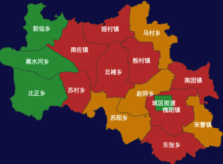 echarts石家庄市元氏县地图渲染效果实例