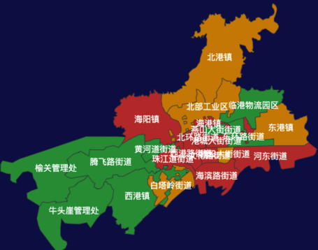 echarts秦皇岛市海港区地图定义颜色实例