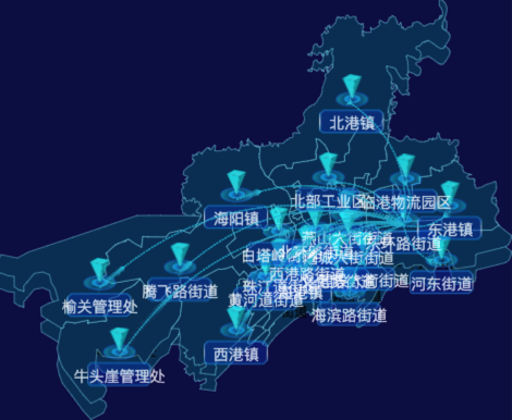 03 echarts秦皇岛市海港区地图飞线图