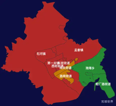 echarts秦皇岛市山海关区地图渲染效果实例