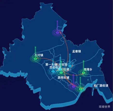 echarts秦皇岛市山海关区地图迁徙图实例代码