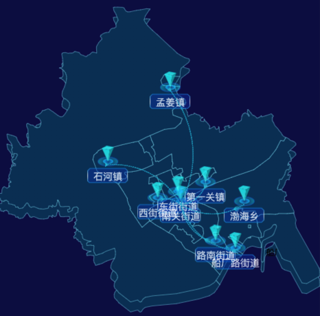 03 echarts秦皇岛市山海关区地图飞线图