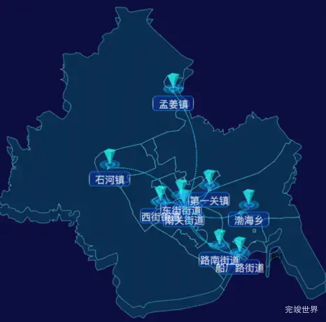 03 echarts秦皇岛市山海关区地图飞线图