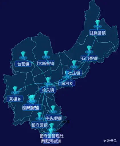 03 echarts秦皇岛市抚宁区地图飞线图