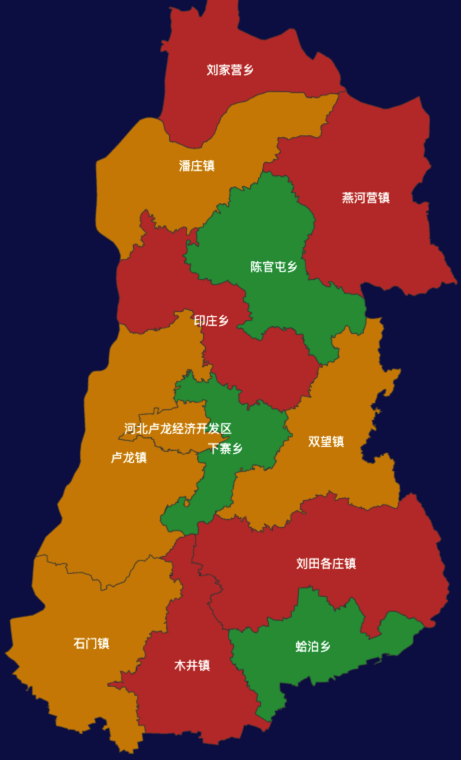 echarts秦皇岛市卢龙县地图渲染效果实例