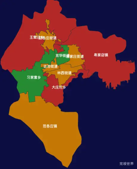 echarts唐山市古冶区地图渲染效果实例