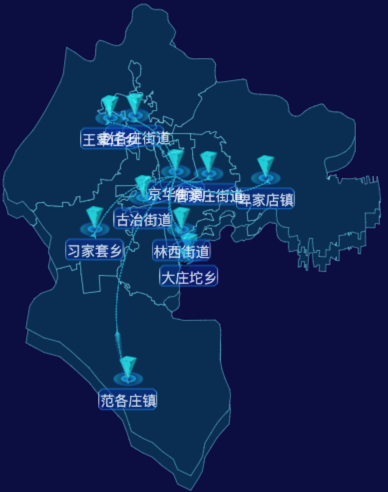 echarts唐山市古冶区地图label样式自定义效果