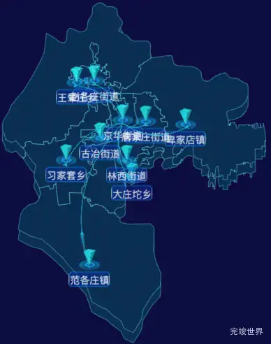 echarts唐山市古冶区地图label样式自定义效果