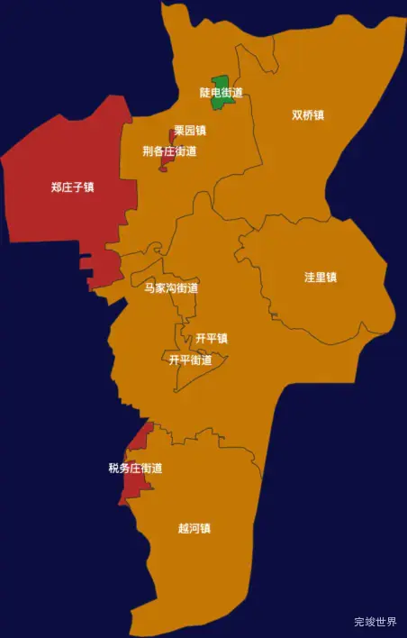 echarts唐山市开平区地图渲染效果实例