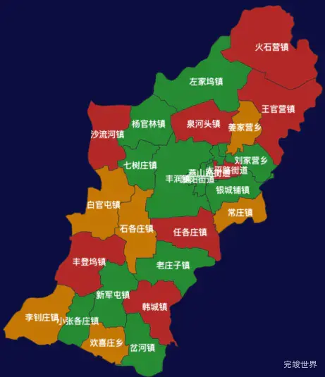 echarts唐山市丰润区地图渲染效果实例