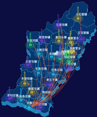 echarts唐山市丰润区地图迁徙图实例代码