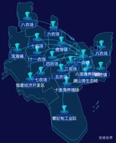 03 echarts唐山市曹妃甸区地图飞线图