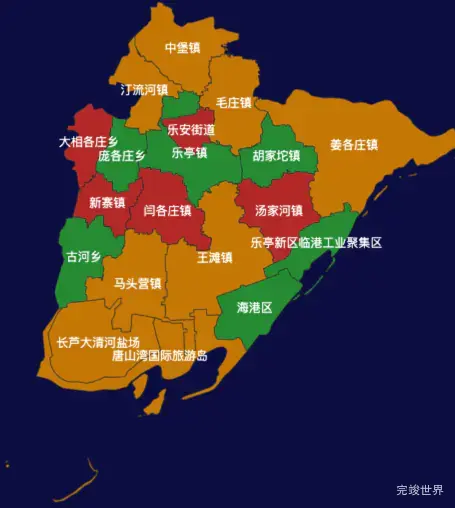 echarts唐山市乐亭县地图渲染效果实例