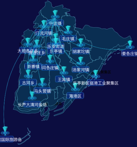 03 echarts唐山市乐亭县地图飞线图