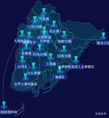 03 echarts唐山市乐亭县地图飞线图