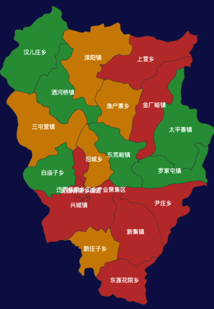 echarts唐山市迁西县地图渲染效果实例