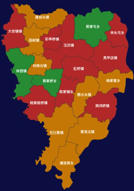 echarts唐山市玉田县地图渲染效果实例