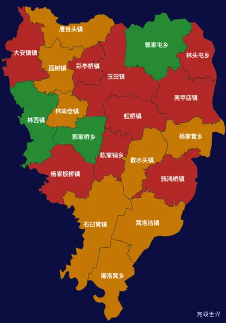 echarts唐山市玉田县地图渲染效果实例