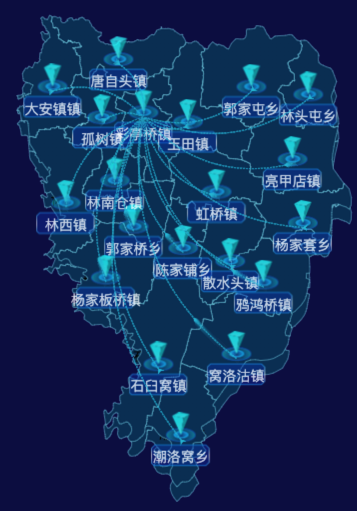 03 echarts唐山市玉田县地图飞线图