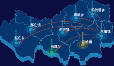 echarts邢台市临城县地图飞线图代码演示