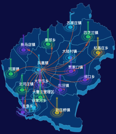 echarts邢台市宁晋县飞线图