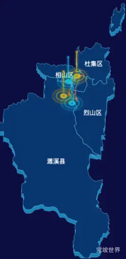 echarts淮北市地区地图geoJson数据-飞线图