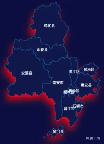 echarts三明市地图添加阴影效果实例