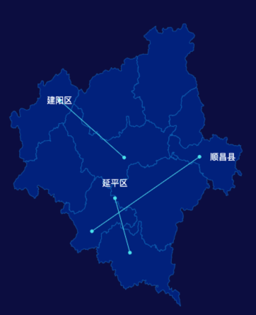 echarts龙岩市地图自定义引导线