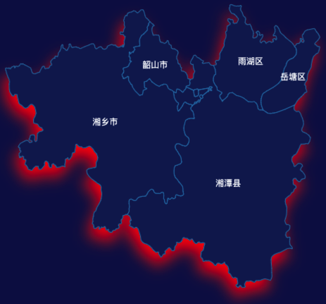echarts湘潭市地图实现阴影效果实例