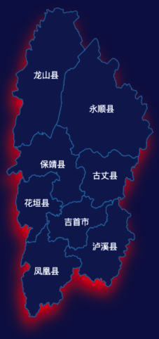 echarts湘西土家族苗族自治州地图添加阴影效果实例