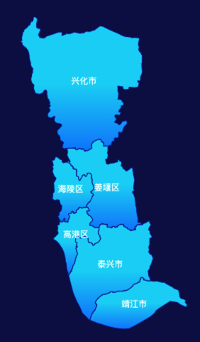 echarts泰州市地图颜色渐变效果实例