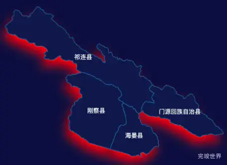 echarts海北藏族自治州地图阴影效果实例