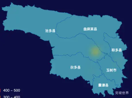 echarts玉树藏族自治州地图热力图效果实例