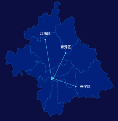 echarts南宁市地图实现自定义引导线效果