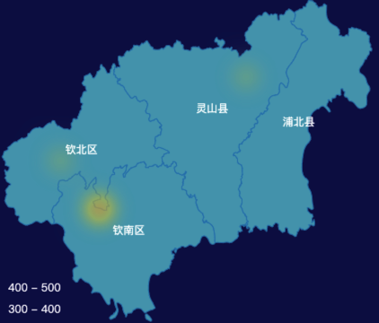 echarts钦州市地图热力图效果实例