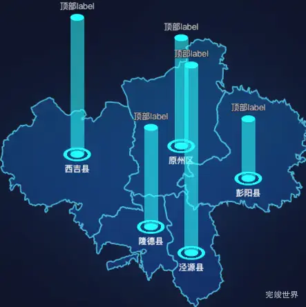 echarts固原市地图柱状图实例效果