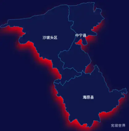echarts中卫市地图阴影效果实例