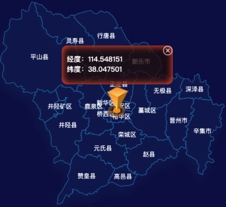 echarts石家庄市地图根据经纬度显示自定义html弹窗
