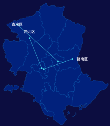 echarts唐山市地图自定义引导线实例