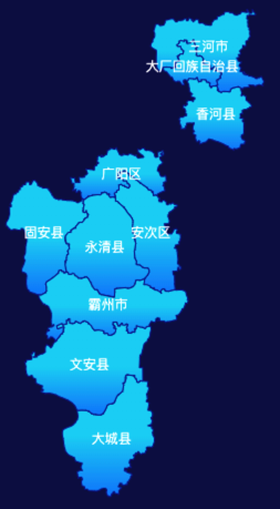 echarts廊坊市地图颜色渐变效果实例