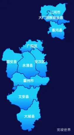 echarts廊坊市地图颜色渐变效果实例