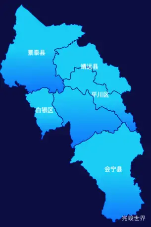 echarts白银市地图局部颜色渐变效果实例