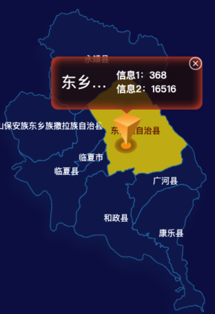 echarts临夏回族自治州地图点击弹出自定义弹窗