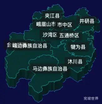 threejs乐山市地图3d地图label标签演示实例