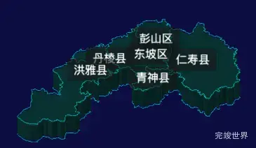 threejs眉山市地图3d地图label标签效果实例