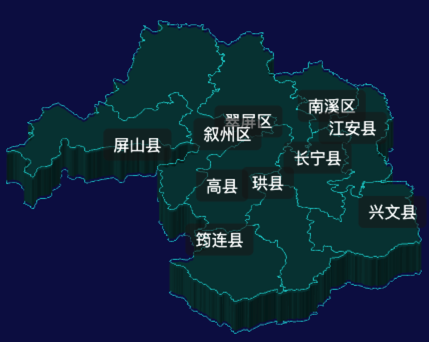 threejs宜宾市3d地图label标签效果
